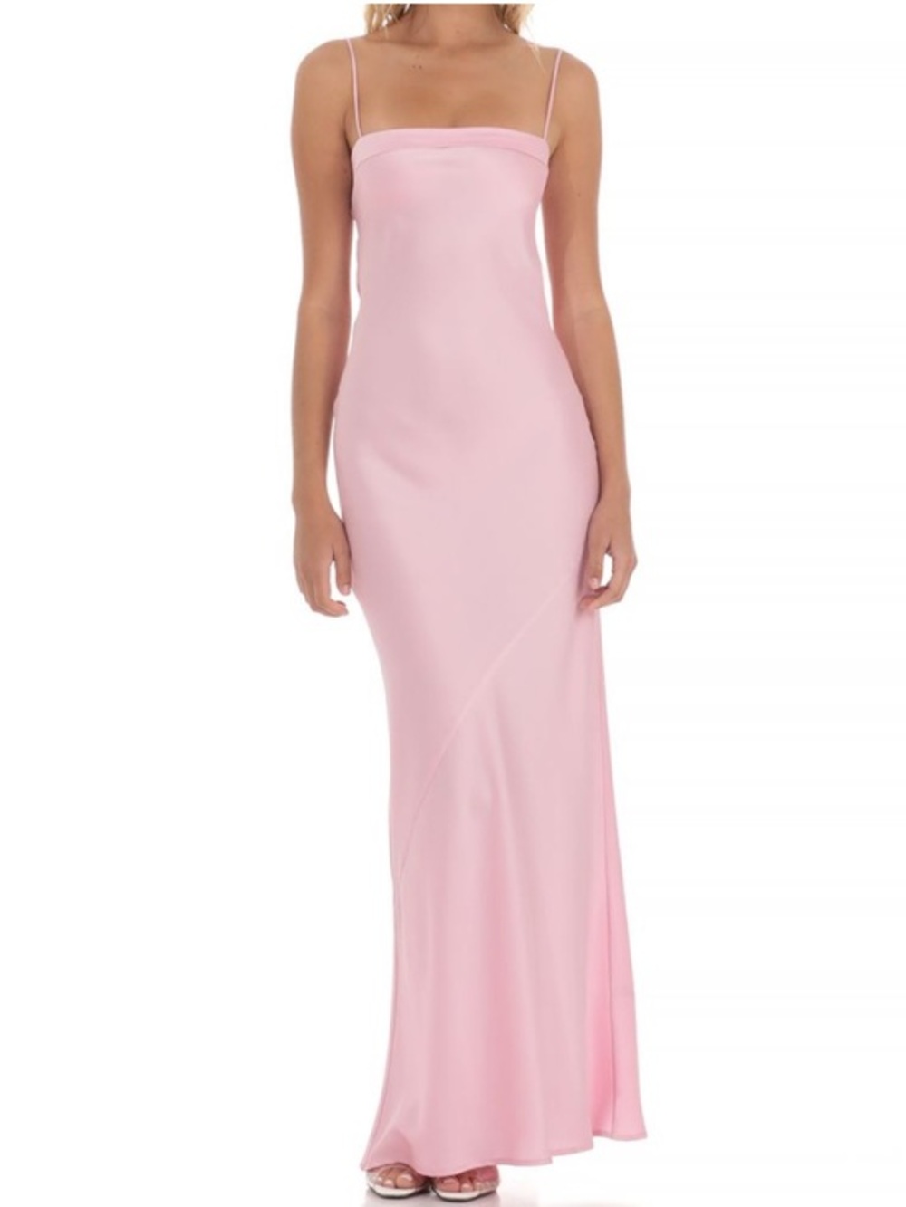 Lucy in the Sky Los Angeles satin Slip Maxi Dress in Pink NWT size S